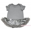 Grey Baby Bodysuit Grey White Quatrefoil Clover Pettiskirt JS4609